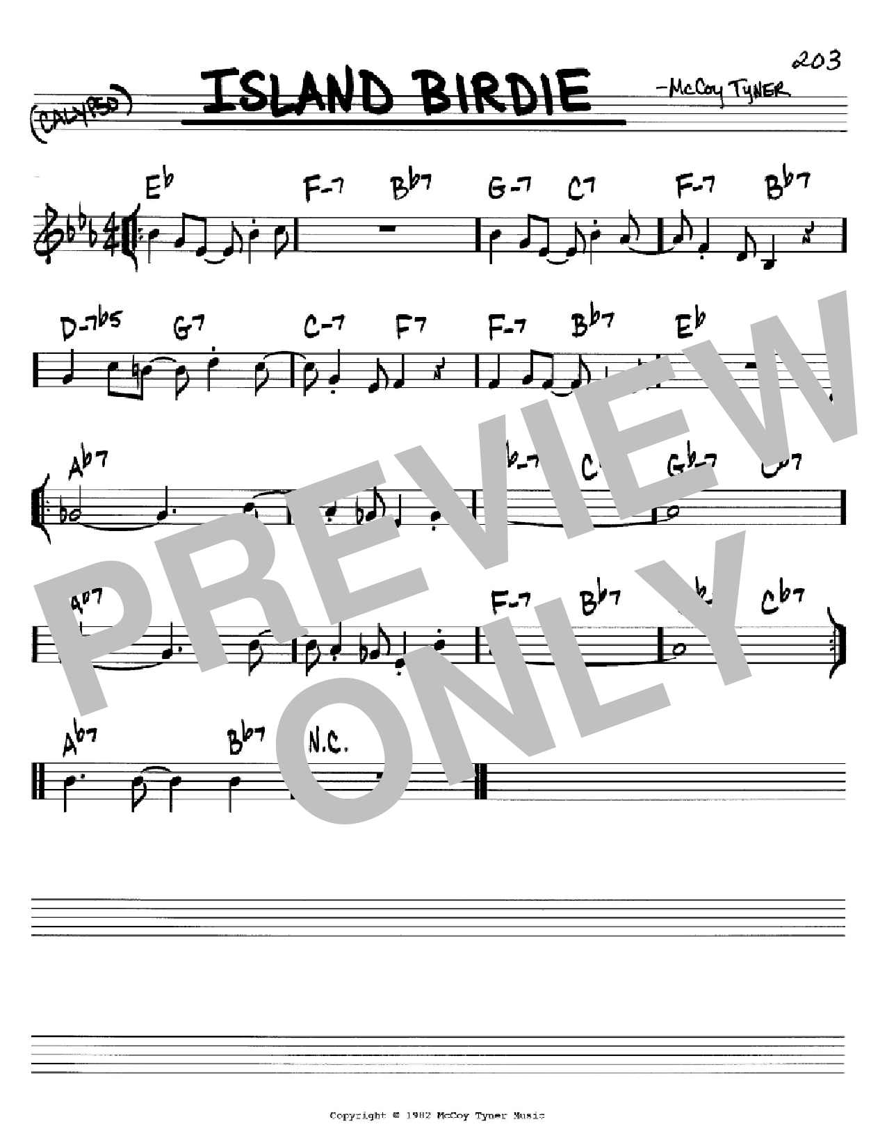 Learn to play McCoy Tyner Island Birdie sheet music for Real Book – Melody & Chords – C Instruments in minutes. Price: 5.9900$ McCoy Tyner Island Birdie sheet music notes and chords arranged for Real Book – Melody & Chords – C Instruments