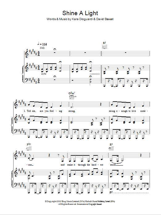 McFly Shine A Light (feat. Taio Cruz) sheet music notes and chords arranged for Piano, Vocal & Guitar Chords