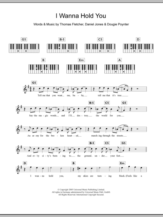 McFly I Wanna Hold You sheet music notes and chords arranged for Guitar Chords/Lyrics