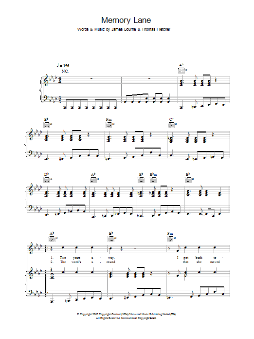 Learn to play McFly Memory Lane sheet music for Piano, Vocal & Guitar Chords in minutes. Price: 7.8900$ McFly Memory Lane sheet music notes and chords arranged for Piano, Vocal & Guitar Chords