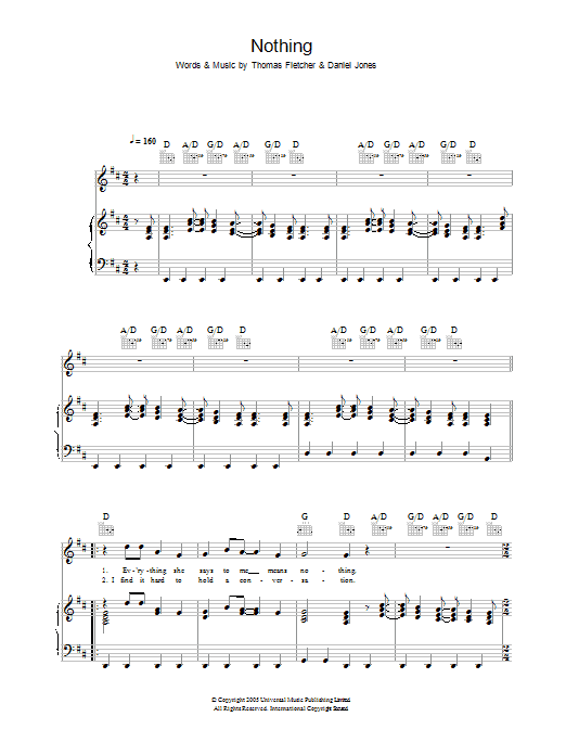 Learn to play McFly Nothing sheet music for Piano, Vocal & Guitar Chords in minutes. Price: 7.8900$ McFly Nothing sheet music notes and chords arranged for Piano, Vocal & Guitar Chords