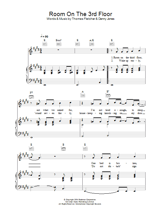 McFly Room On The 3rd Floor sheet music notes and chords. Download Printable PDF.