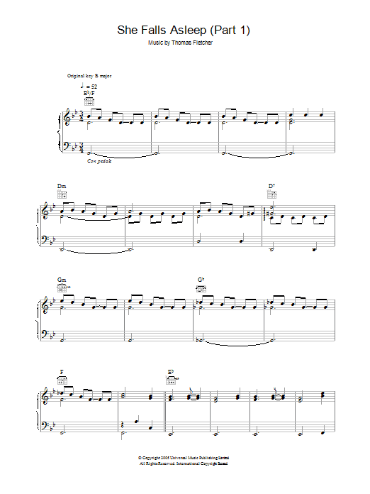 Learn to play McFly She Falls Asleep Part 1 sheet music for Piano, Vocal & Guitar Chords in minutes. Price: 7.8900$ McFly She Falls Asleep Part 1 sheet music notes and chords arranged for Piano, Vocal & Guitar Chords