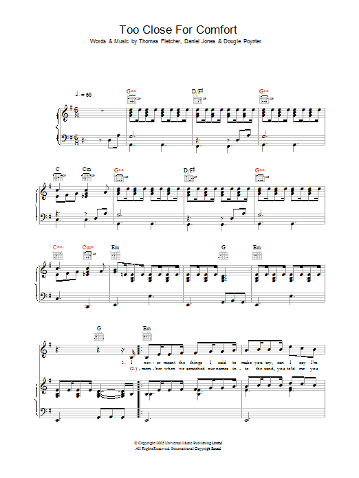 Learn to play McFly Too Close For Comfort sheet music for Piano, Vocal & Guitar Chords in minutes. Price: 7.8900$ McFly Too Close For Comfort sheet music notes and chords arranged for Piano, Vocal & Guitar Chords