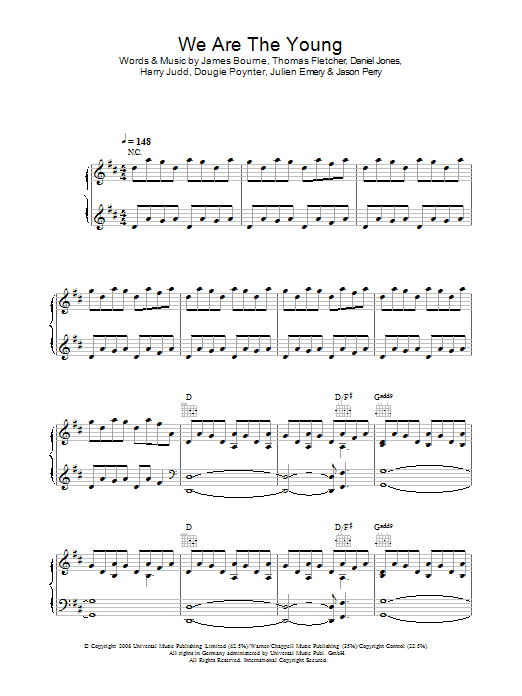 Learn to play McFly We Are The Young sheet music for Piano, Vocal & Guitar Chords in minutes. Price: 7.8900$ McFly We Are The Young sheet music notes and chords arranged for Piano, Vocal & Guitar Chords