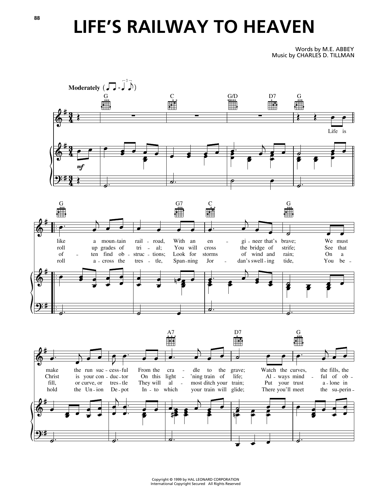 M.E. Abbey Life's Railway To Heaven sheet music notes and chords. Download Printable PDF.