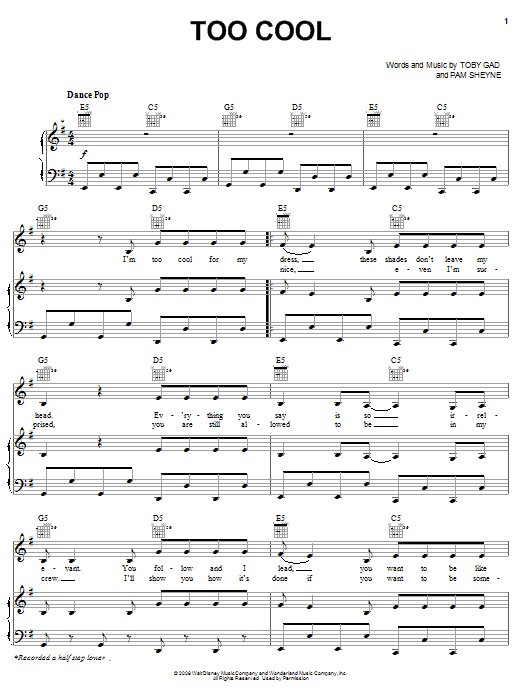 Learn to play Meaghan Martin Too Cool sheet music for Piano, Vocal & Guitar Chords (Right-Hand Melody) in minutes. Price: 7.8900$ Meaghan Martin Too Cool sheet music notes and chords arranged for Piano, Vocal & Guitar Chords (Right-Hand Melody)
