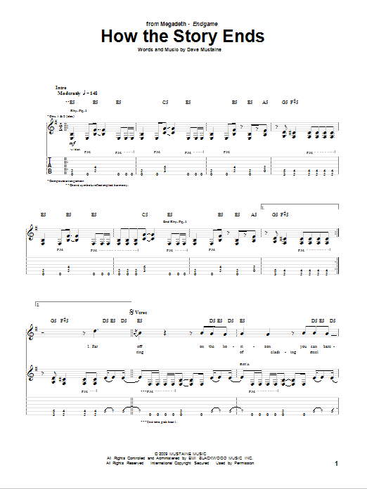 Megadeth How The Story Ends sheet music notes and chords. Download Printable PDF.