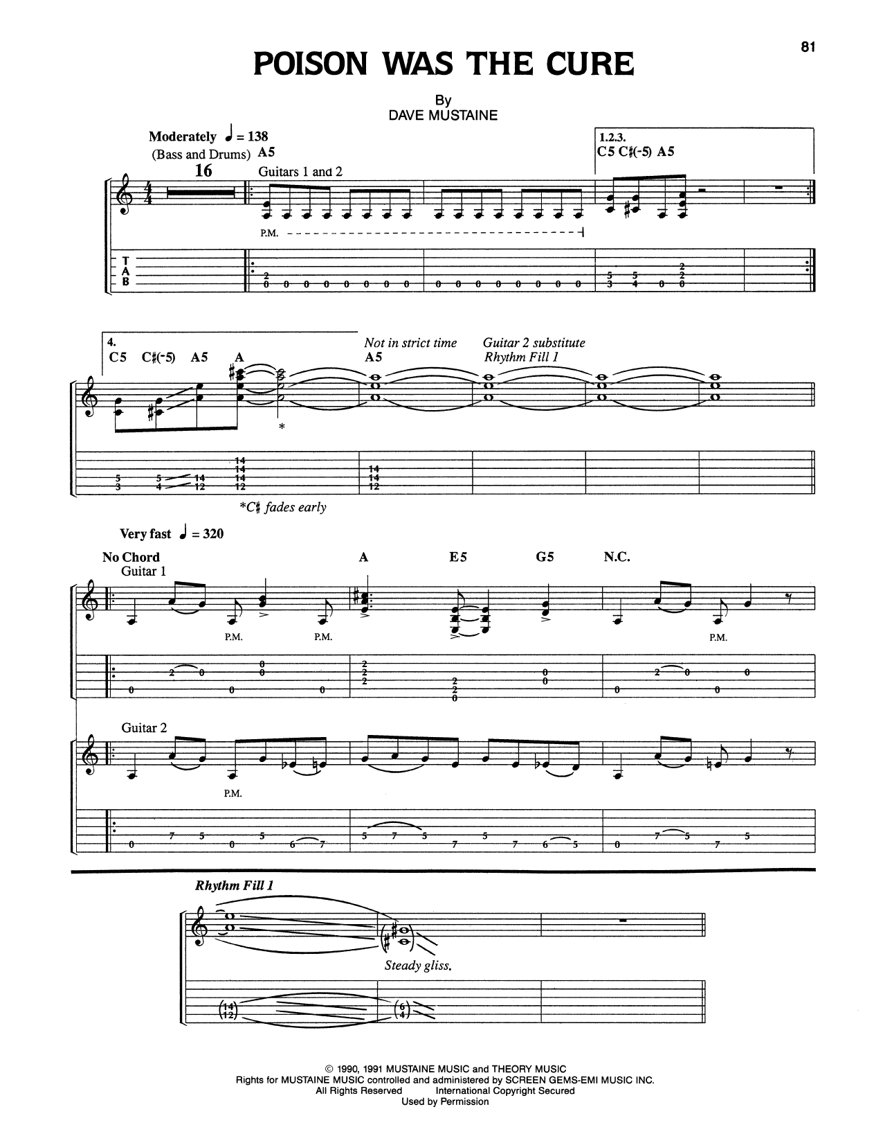 Megadeth Poison Was The Cure sheet music notes and chords. Download Printable PDF.