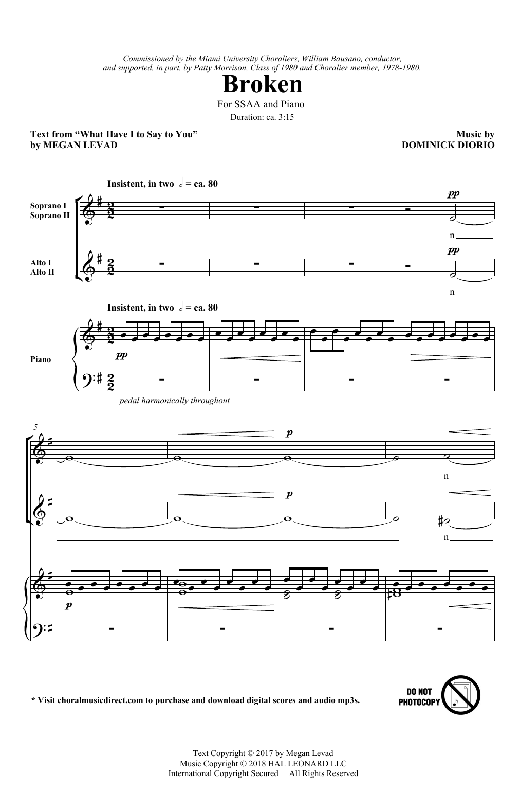 Megan Levad & Dominick DiOrio Broken sheet music notes and chords. Download Printable PDF.