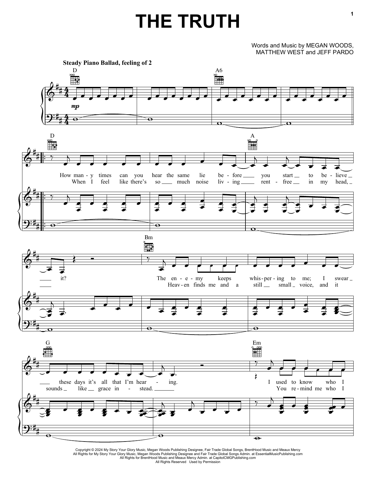 Megan Woods The Truth sheet music notes and chords. Download Printable PDF.