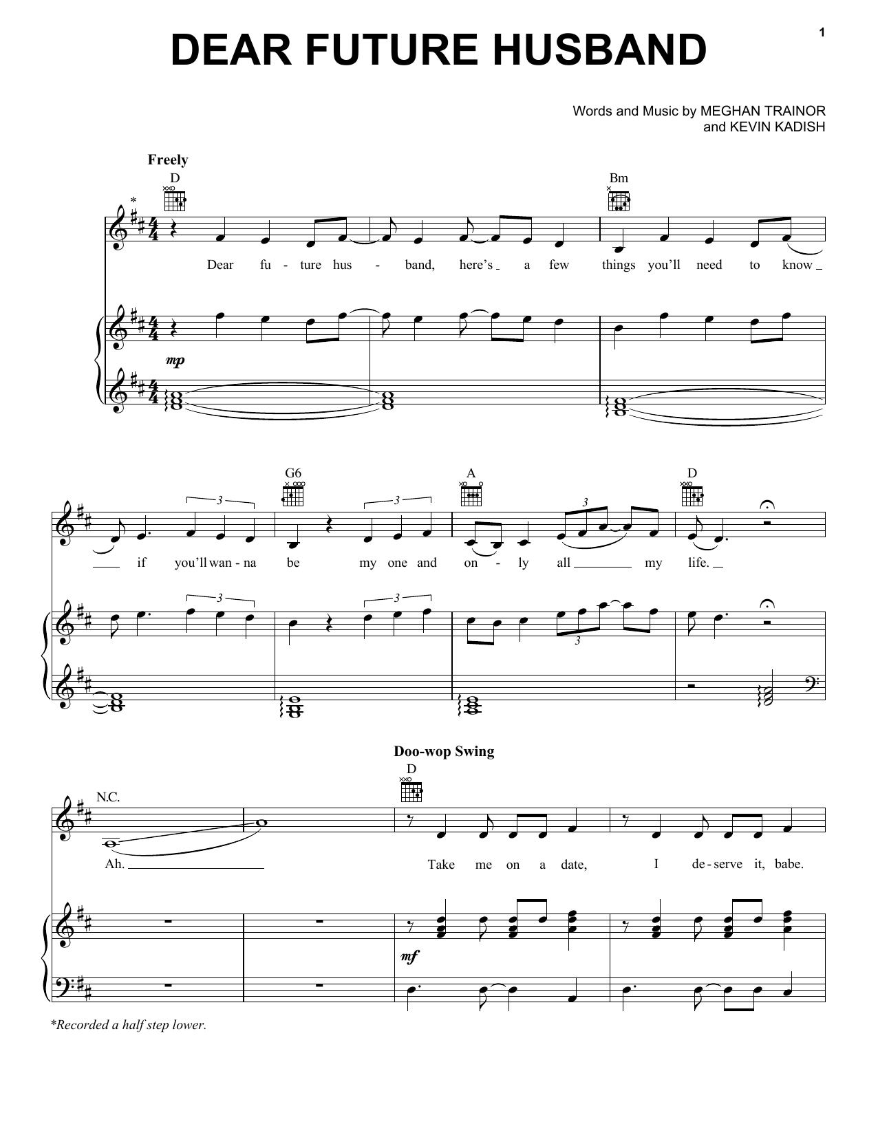 Meghan Trainor Dear Future Husband sheet music notes and chords. Download Printable PDF.