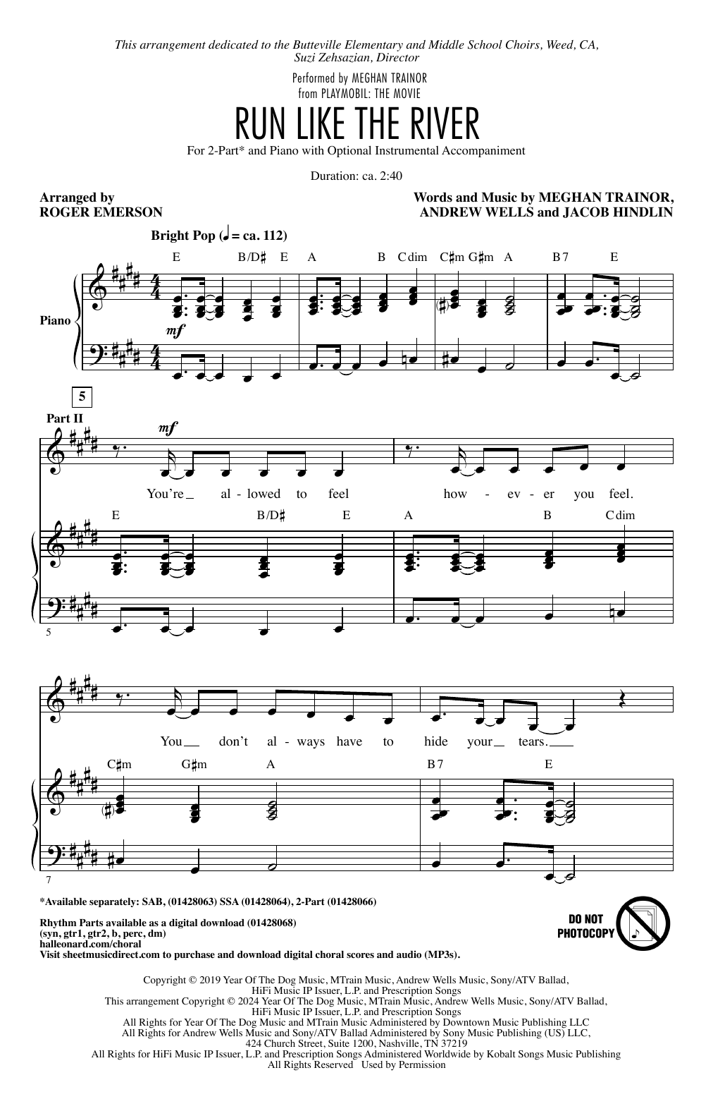 Meghan Trainor Run Like The River (arr. Roger Emerson) sheet music notes and chords. Download Printable PDF.