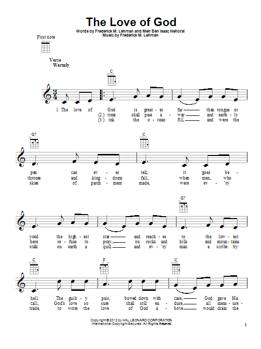 Meir Ben Isaac Nehorai The Love Of God sheet music notes and chords. Download Printable PDF.