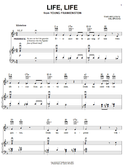 Learn to play Mel Brooks Life, Life sheet music for Piano, Vocal & Guitar Chords (Right-Hand Melody) in minutes. Price: 7.8900$ Mel Brooks Life, Life sheet music notes and chords arranged for Piano, Vocal & Guitar Chords (Right-Hand Melody)