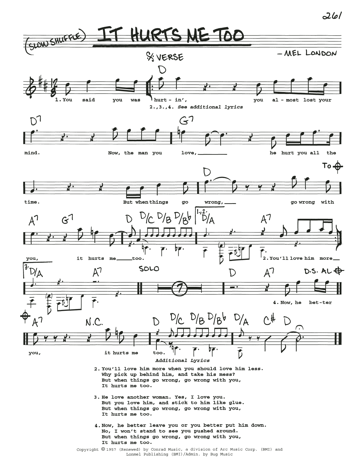Learn to play Mel London It Hurts Me Too sheet music for Real Book – Melody, Lyrics & Chords in minutes. Price: 5.9900$ Mel London It Hurts Me Too sheet music notes and chords arranged for Real Book – Melody, Lyrics & Chords