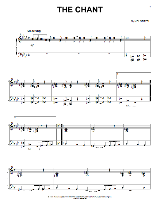 Learn to play Mel Stitzel The Chant sheet music for Piano, Vocal & Guitar Chords (Right-Hand Melody) in minutes. Price: 7.8900$ Mel Stitzel The Chant sheet music notes and chords arranged for Piano, Vocal & Guitar Chords (Right-Hand Melody)