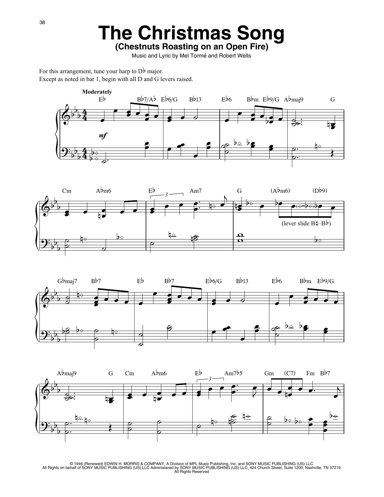 Mel Torme The Christmas Song (Chestnuts Roasting On An Open Fire) (arr. Maeve Gilchrist) sheet music notes and chords. Download Printable PDF.