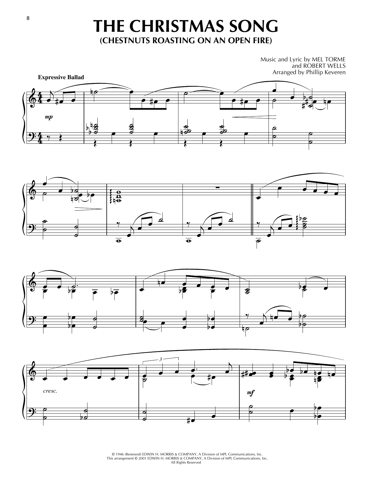 Mel Torme The Christmas Song (Chestnuts Roasting On An Open Fire) [Jazz version] (arr. Phillip Keveren) sheet music notes and chords. Download Printable PDF.