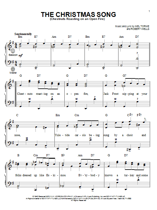 Mel Torme The Christmas Song (Chestnuts Roasting On An Open Fire) sheet music notes and chords. Download Printable PDF.