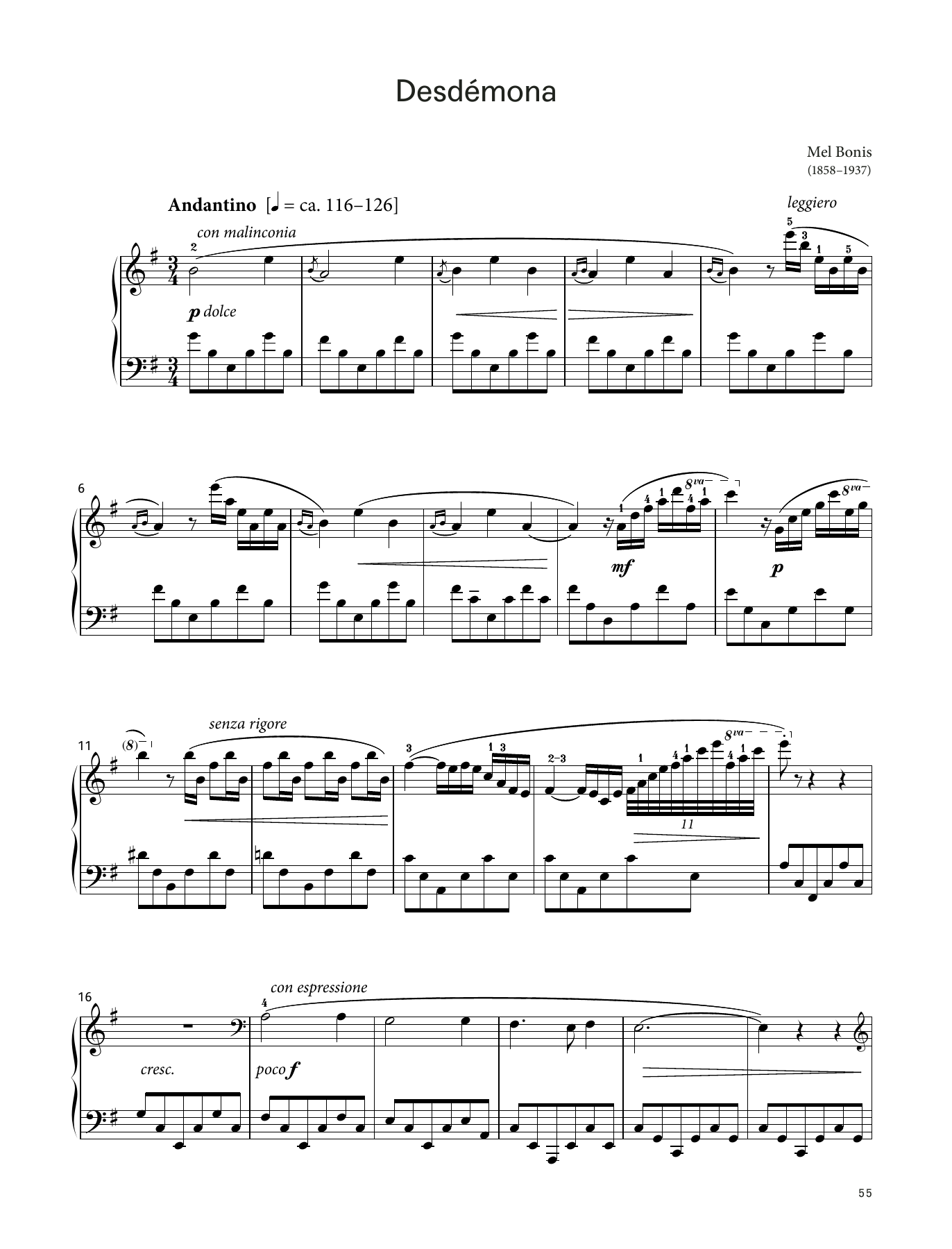Learn to play Mélanie Bonis Desdémona, Op. 101 (LCME Piano 2018 Grade 8 List B) sheet music for Piano Solo in minutes. Price: 5.9900$ Mélanie Bonis Desdémona, Op. 101 (LCME Piano 2018 Grade 8 List B) sheet music notes and chords arranged for Piano Solo