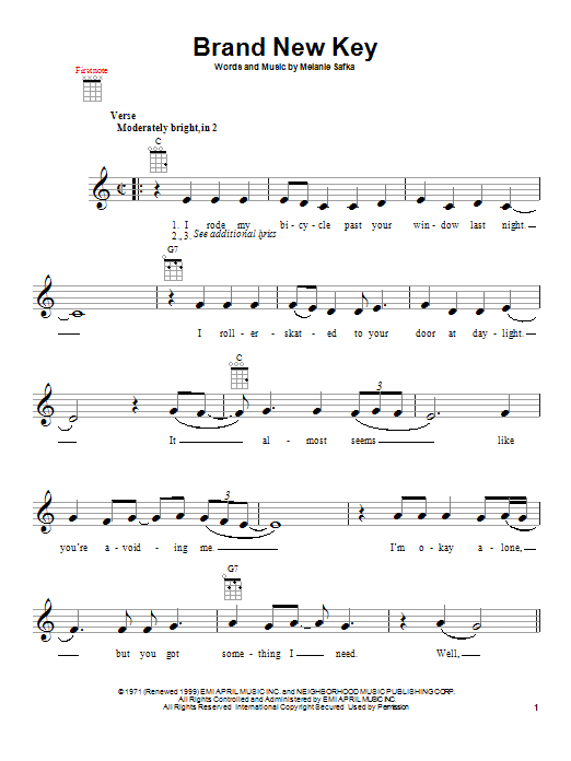 Melanie Brand New Key sheet music notes and chords. Download Printable PDF.