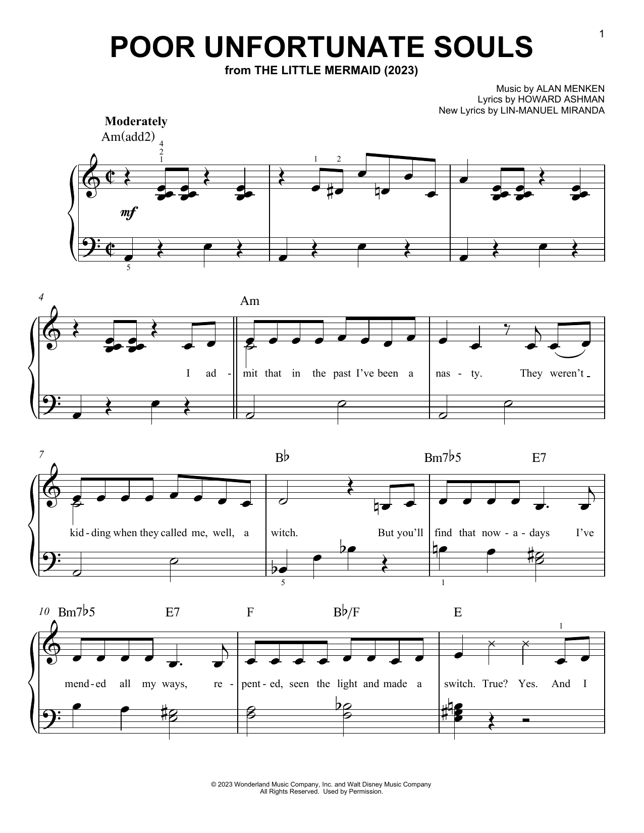 Melissa McCarthy Poor Unfortunate Souls (from The Little Mermaid) (2023) sheet music notes and chords. Download Printable PDF.