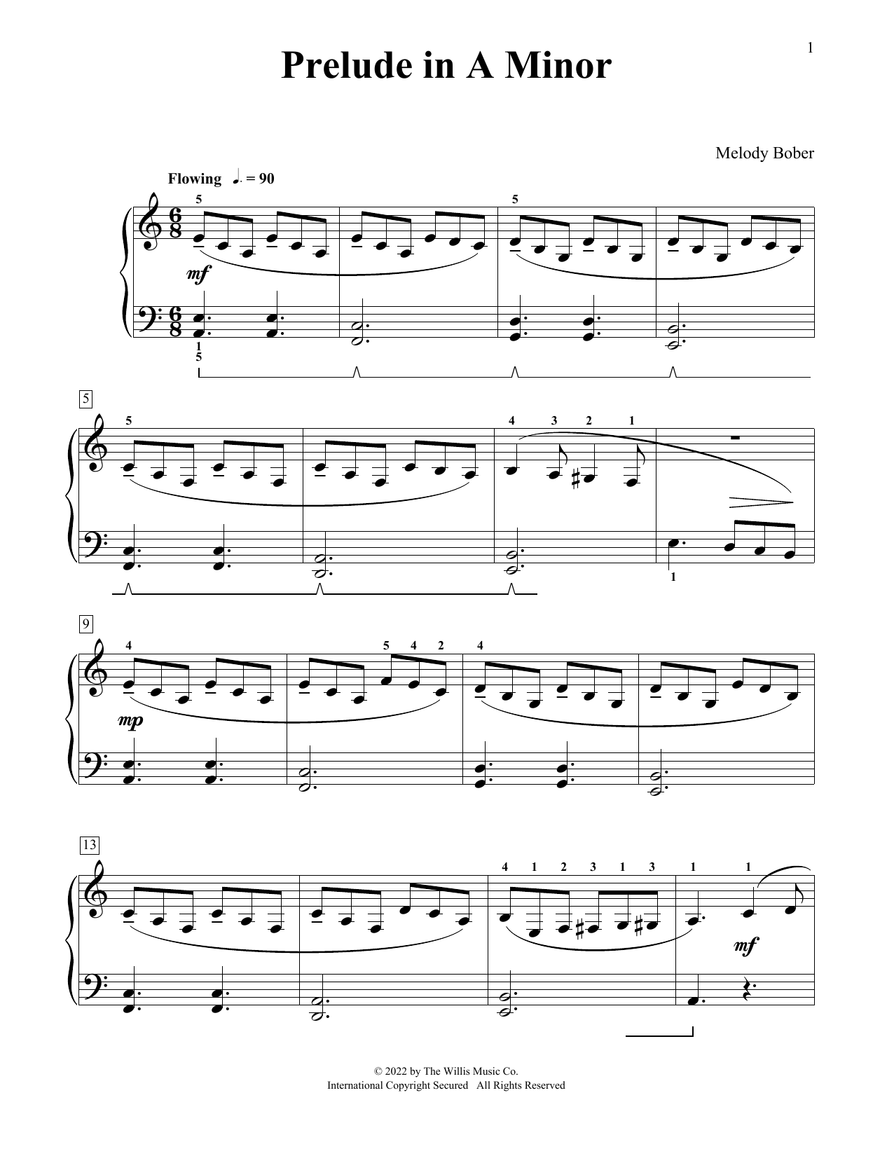 Melody Bober Prelude In A Minor sheet music notes and chords. Download Printable PDF.