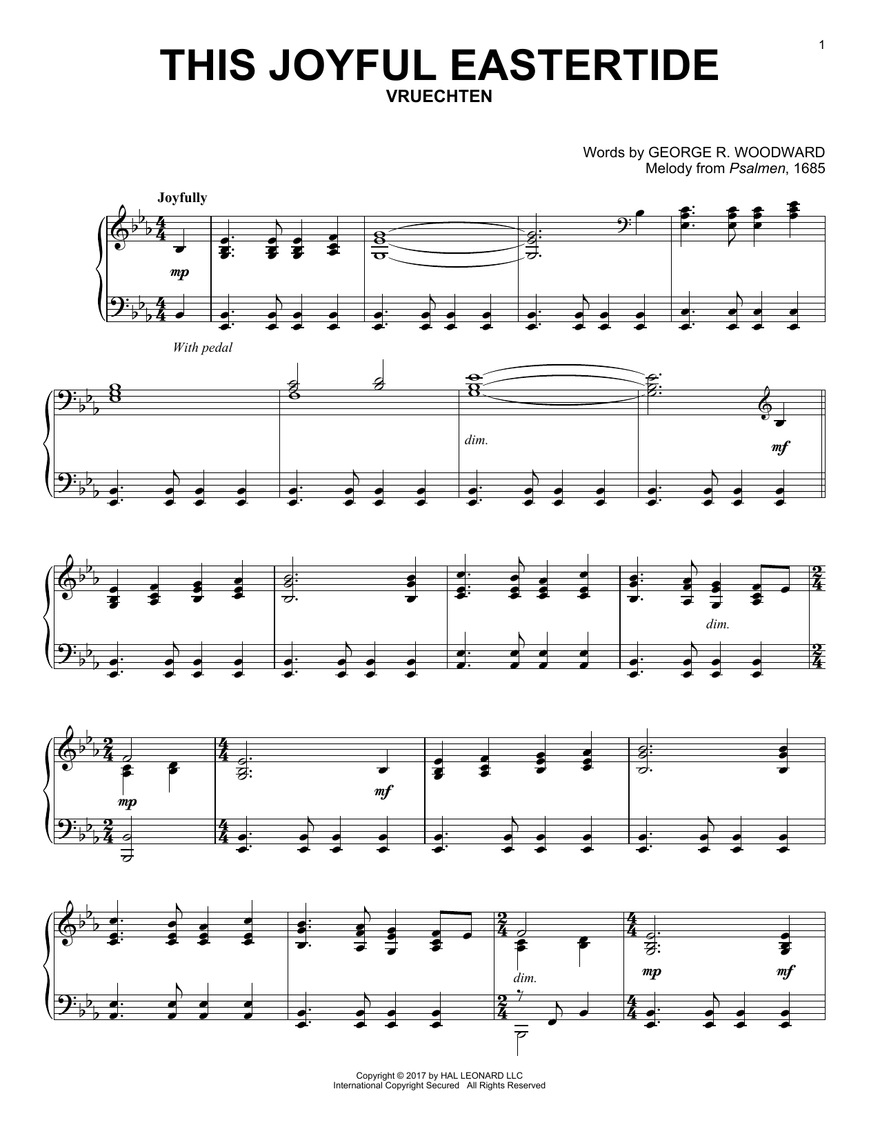 Learn to play Melody from Psalmen, 1685 This Joyful Eastertide sheet music for Piano Solo in minutes. Price: 6.9900$ Melody from Psalmen, 1685 This Joyful Eastertide sheet music notes and chords arranged for Piano Solo
