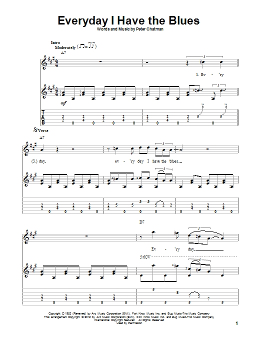 Memphis Slim Everyday I Have The Blues sheet music notes and chords. Download Printable PDF.