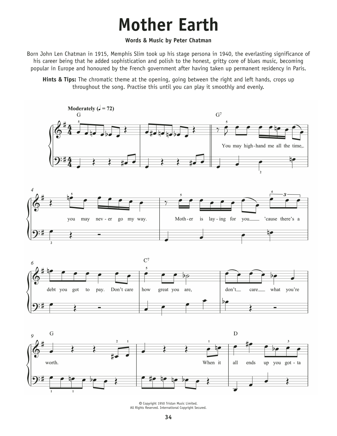 Learn to play Memphis Slim Mother Earth (Mother Earth Blues) sheet music for Really Easy Piano in minutes. Price: 6.9900$ Memphis Slim Mother Earth (Mother Earth Blues) sheet music notes and chords arranged for Really Easy Piano