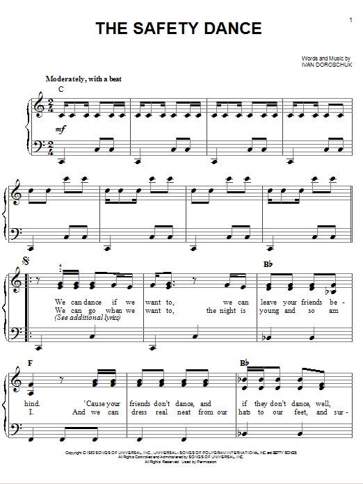 Men Without Hats The Safety Dance sheet music notes and chords. Download Printable PDF.