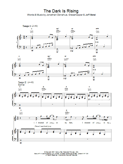 Mercury Rev The Dark Is Rising sheet music notes and chords arranged for Piano, Vocal & Guitar Chords