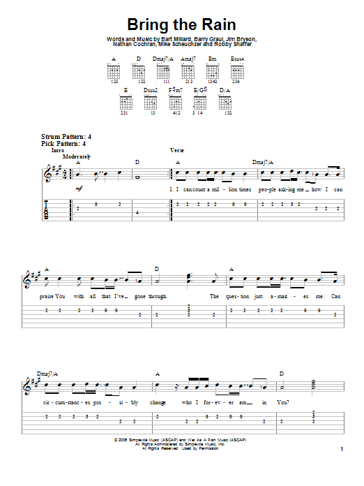 MercyMe Bring The Rain sheet music notes and chords. Download Printable PDF.