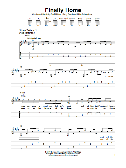 MercyMe Finally Home sheet music notes and chords. Download Printable PDF.