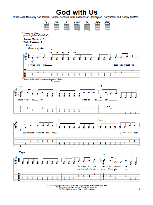 MercyMe God With Us sheet music notes and chords. Download Printable PDF.