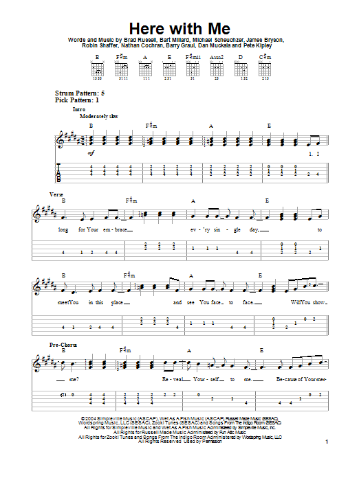 MercyMe Here With Me sheet music notes and chords. Download Printable PDF.