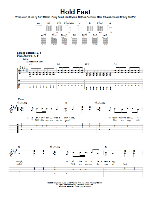 MercyMe Hold Fast sheet music notes and chords. Download Printable PDF.