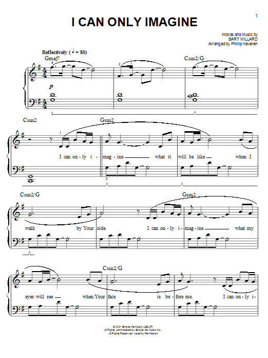 MercyMe I Can Only Imagine sheet music notes and chords. Download Printable PDF.