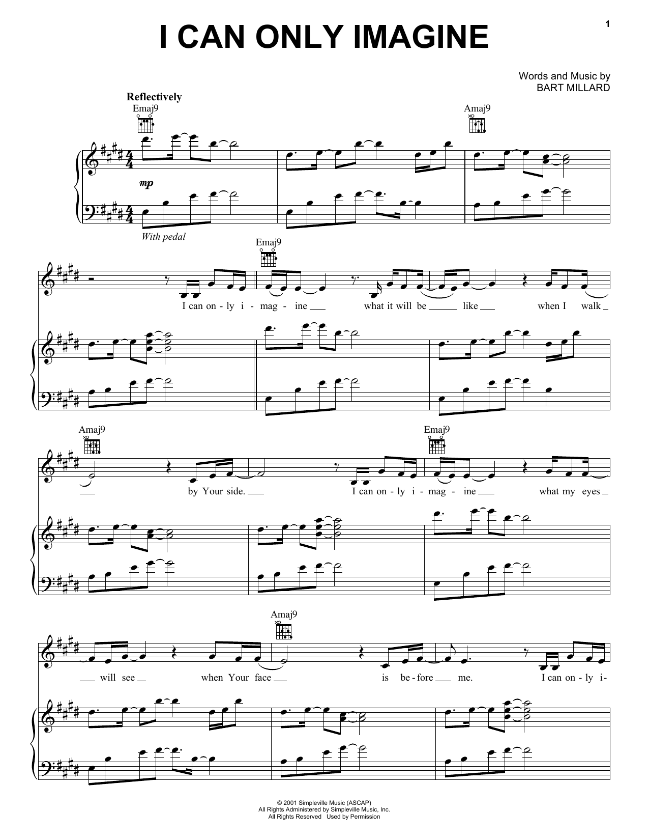 MercyMe I Can Only Imagine sheet music notes and chords. Download Printable PDF.