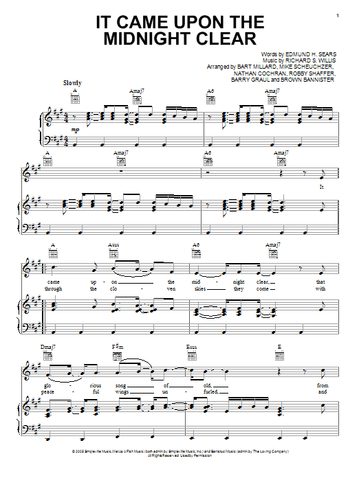 Learn to play MercyMe It Came Upon A Midnight Clear sheet music for Piano, Vocal & Guitar Chords (Right-Hand Melody) in minutes. Price: 7.8900$ MercyMe It Came Upon A Midnight Clear sheet music notes and chords arranged for Piano, Vocal & Guitar Chords (Right-Hand Melody)