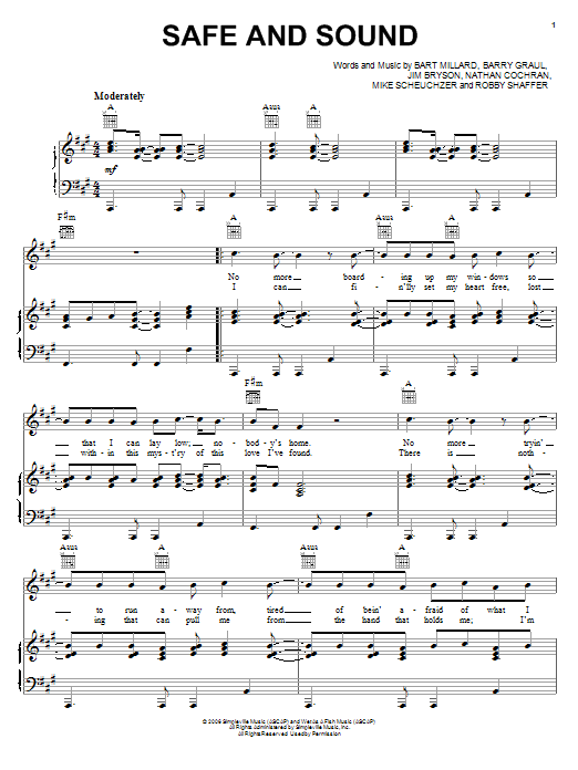 Learn to play MercyMe Safe And Sound sheet music for Piano, Vocal & Guitar Chords (Right-Hand Melody) in minutes. Price: 7.8900$ MercyMe Safe And Sound sheet music notes and chords arranged for Piano, Vocal & Guitar Chords (Right-Hand Melody)
