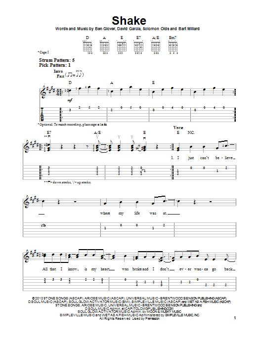 MercyMe Shake sheet music notes and chords. Download Printable PDF.