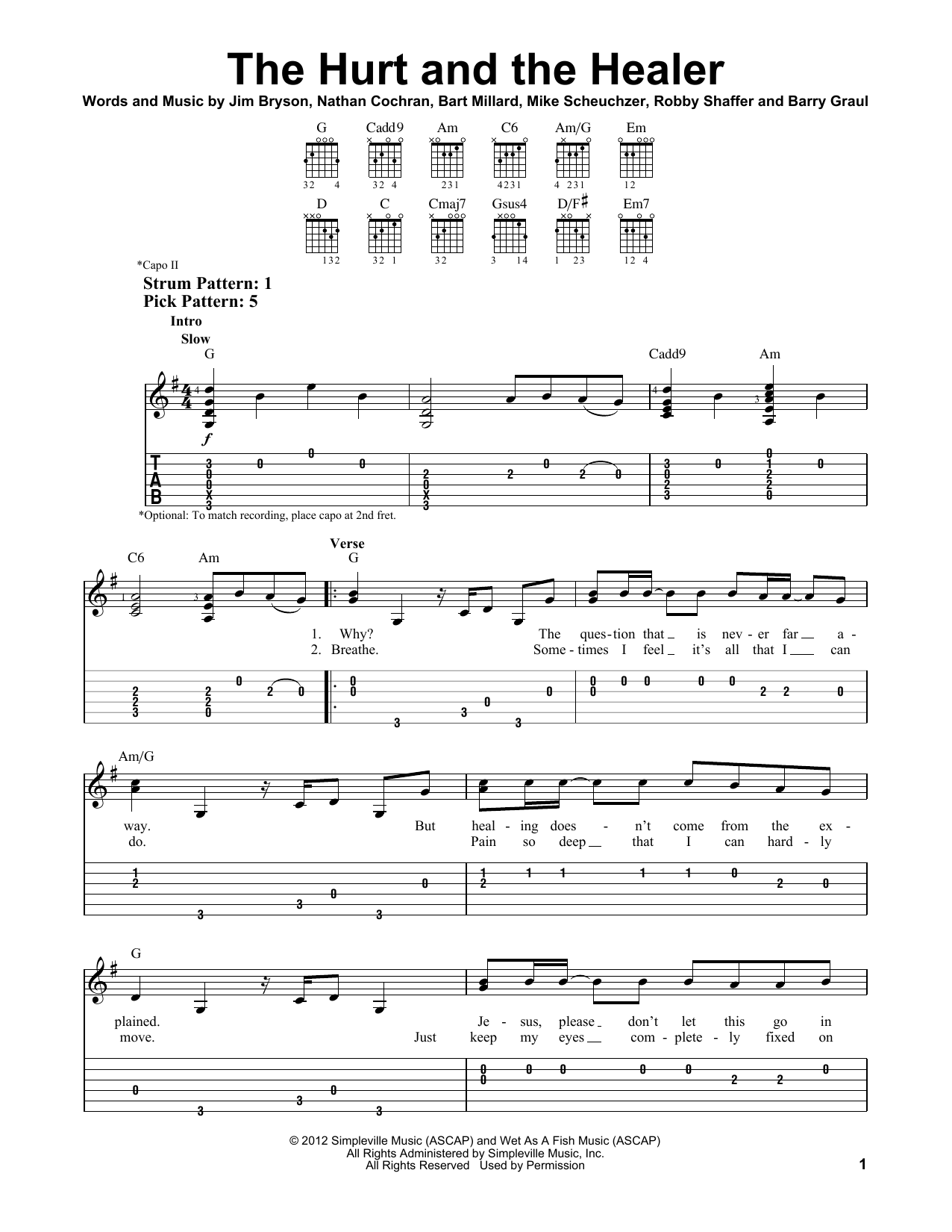 MercyMe The Hurt And The Healer sheet music notes and chords. Download Printable PDF.