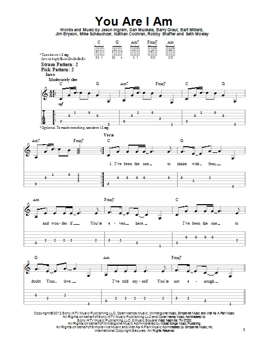 MercyMe You Are I Am sheet music notes and chords. Download Printable PDF.