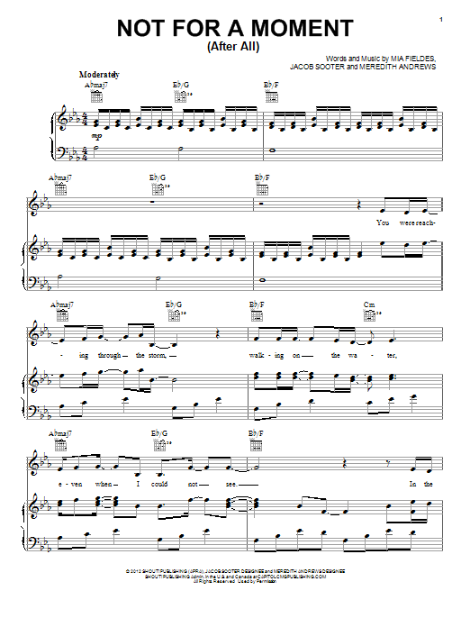 Learn to play Meredith Andrews Not For A Moment (After All) sheet music for Piano, Vocal & Guitar Chords (Right-Hand Melody) in minutes. Price: 7.8900$ Meredith Andrews Not For A Moment (After All) sheet music notes and chords arranged for Piano, Vocal & Guitar Chords (Right-Hand Melody)