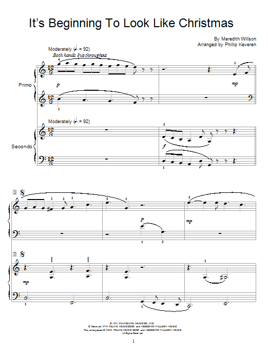 Meredith Willson It's Beginning To Look Like Christmas sheet music notes and chords. Download Printable PDF.