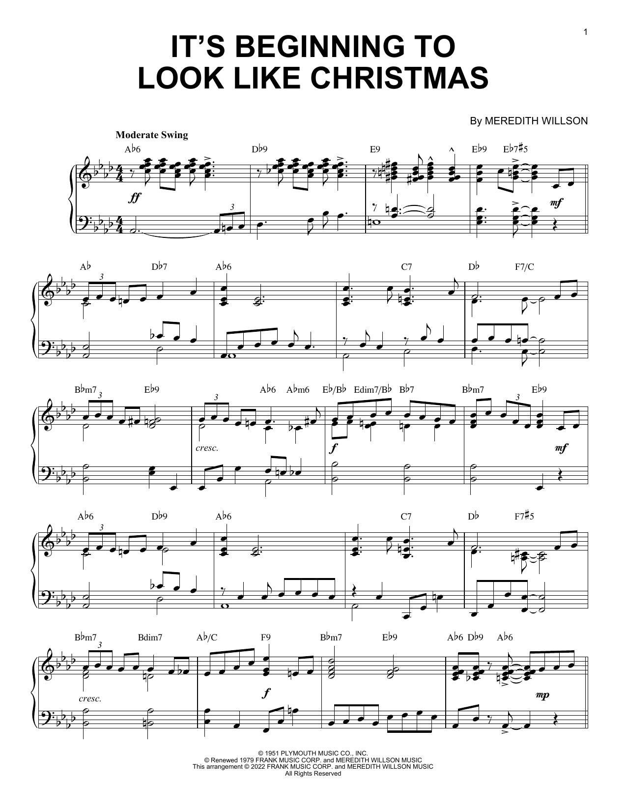 Meredith Willson It's Beginning To Look Like Christmas [Jazz version] (arr. Brent Edstrom) sheet music notes and chords. Download Printable PDF.