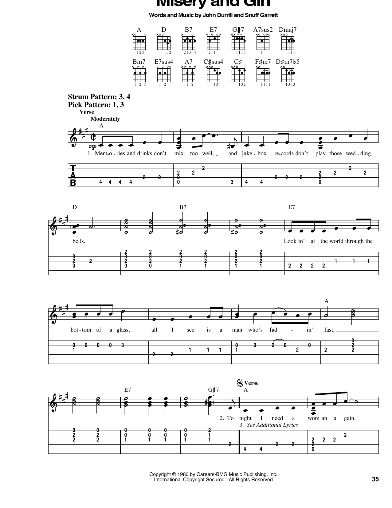 Merle Haggard Misery And Gin sheet music notes and chords. Download Printable PDF.