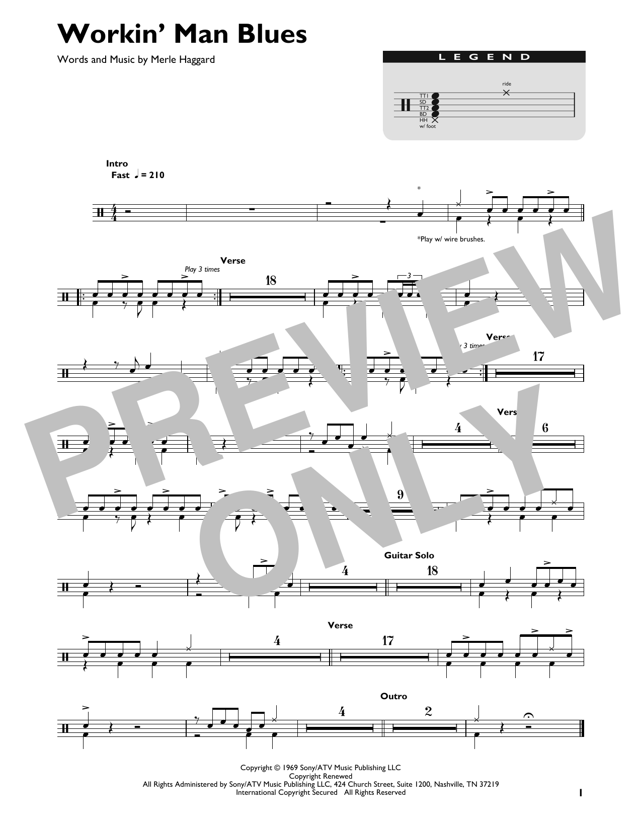 Merle Haggard Workin' Man Blues sheet music notes and chords. Download Printable PDF.